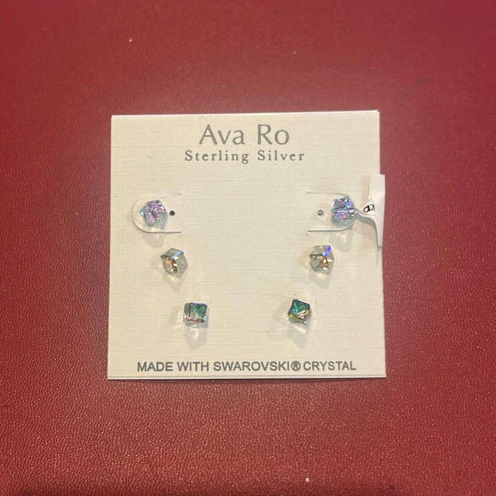 Ava Ro Sterling Silver set of 3 Earrings new with tags